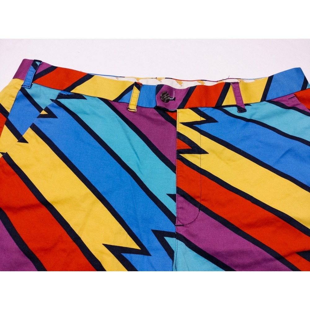 LOUDMOUTH GOLF Men's Shorts Zig Zag Lightning Blue Red Yellow ~ Fits 38 - Picture 3 of 8